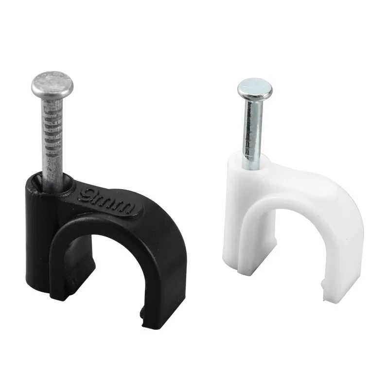 High quality steel nail U-shaped cable clamp wire network retainer nylon cable clip Round steel nail cable clamp