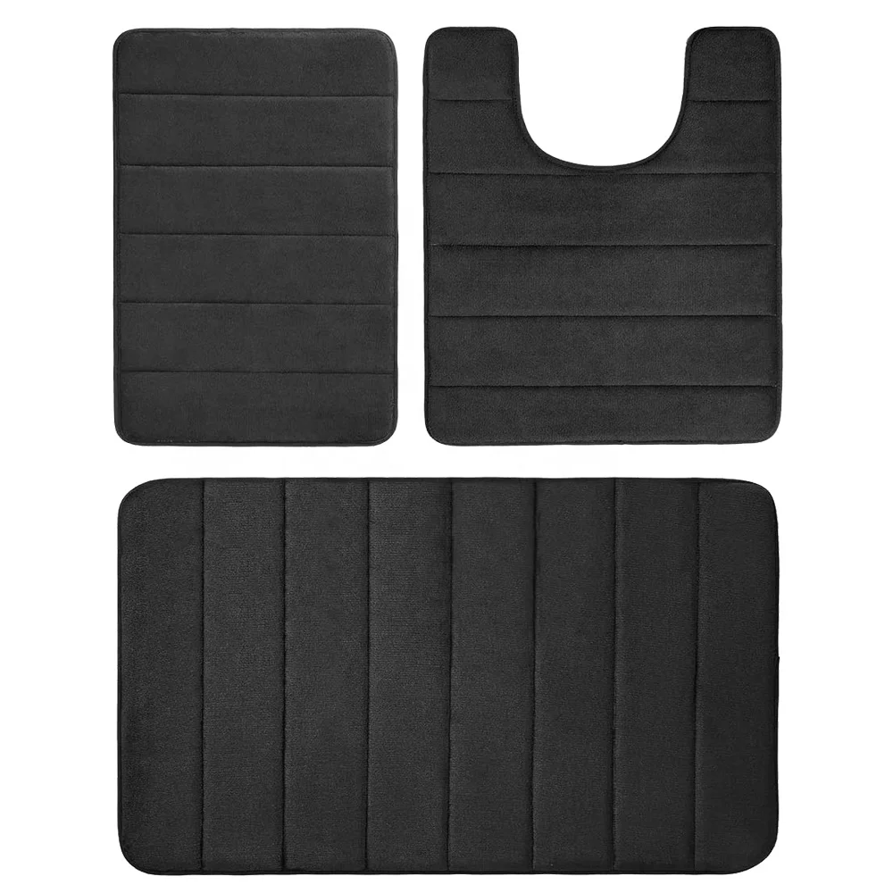 FMT Bath Rug Set  Bathroom Contour Rug Toilet Mat Sets Non Slip Microfiber Bath Shower Mat U-shaped Toilet Rug machine washable