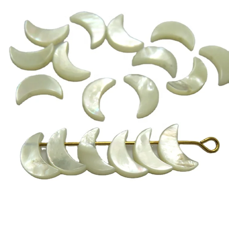 Оптовая продажа, бусины из натуральной перламутровой ракушки в форме Луны, модные аксессуары для изготовления ювелирных изделий своими руками