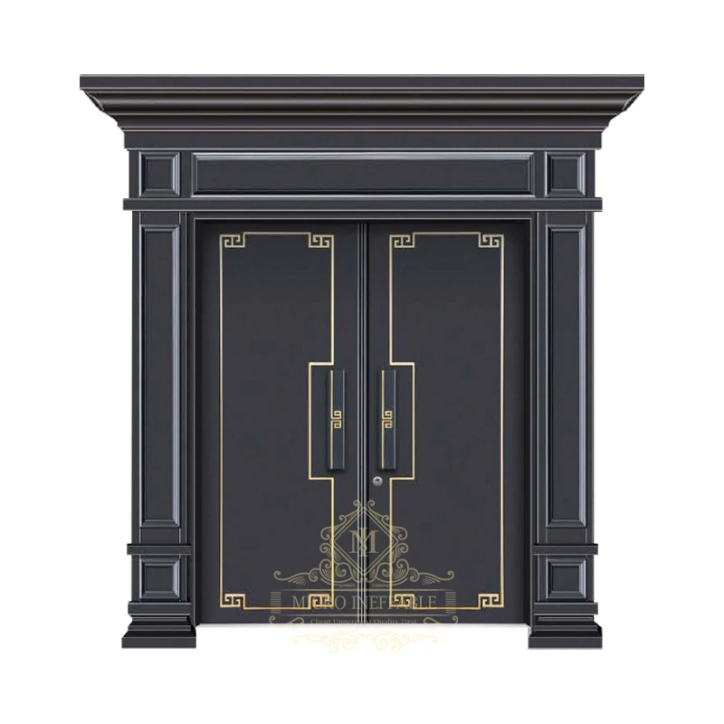 Egyptian Revial Style Double Hot Dip Galvanized Steel Door Front Entry Door Security Entrance Door