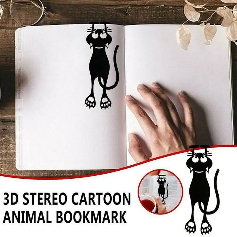 Dropshipping Creative Acrylic Bookmark Hollowed-out Black Cat Bookmark Cat Hanging Animal Bookmark Accept Custom