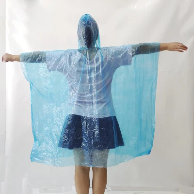 P722  Custom Logo Hotel Cape Rain Coat Portable Outdoor Disposable Raincoat With Keychain Waterproof Ball Capsule PE Raincoats