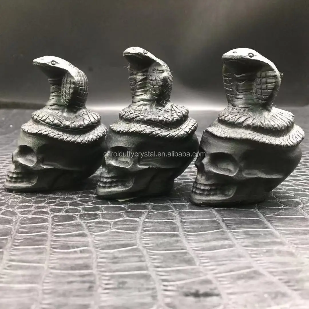 Wholesale Natural Obsidian Crystal Carved Snake Skulls Not polished Healing Decoration
