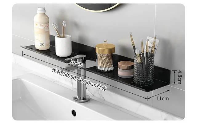 Good  Price Hot Sale Above Faucet Bathroom Aluminium Sink Rack Kitchen Dish Soap Sponge Organiser Black Shelf