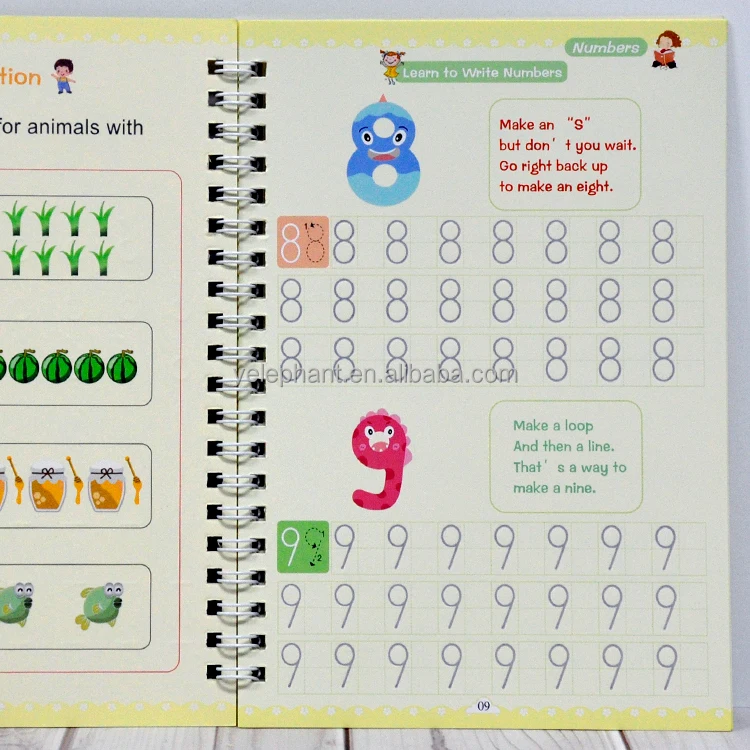 Kids Smart Cute Reusable Alphabet And Numbers Paper Tracing Books For Kids Magic Pen