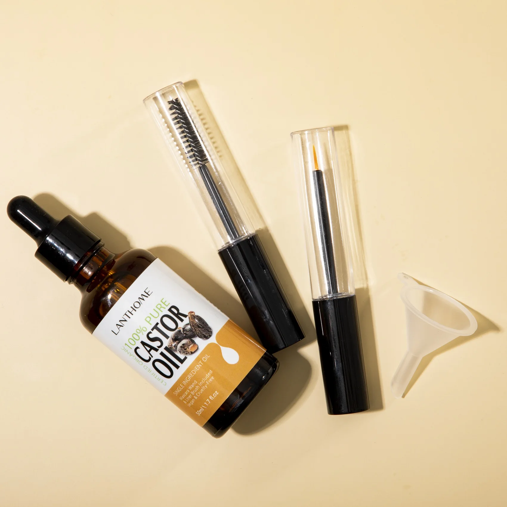 2023 New arrival Organic castor oil hair growth oil growing for eyelashes and eyebrows with Mascara brush