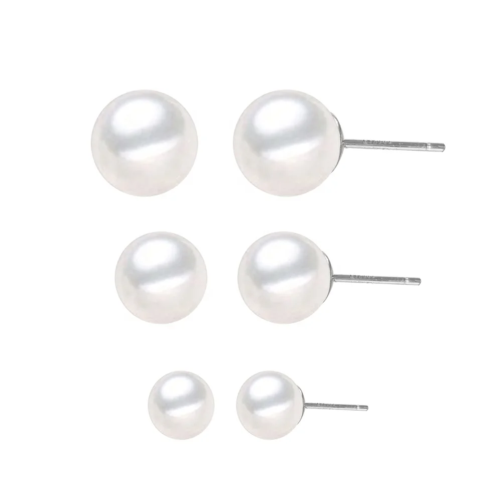 eManco Dianty Minimalist Pearl Earrings Studs for Women Elegant Fine Shell Pearl Earrings Trendy Stainless Steel Jewelry
