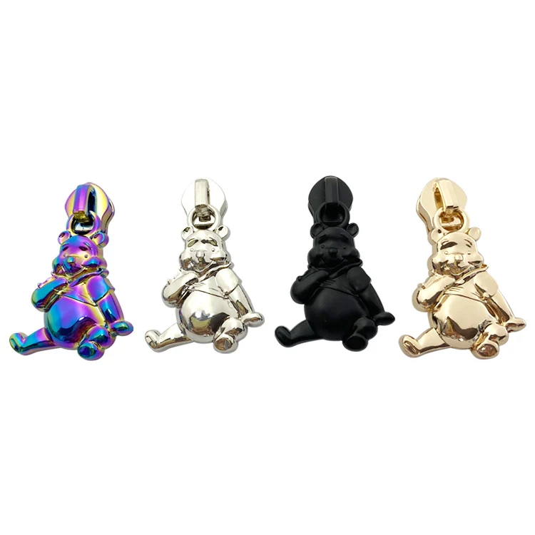 Wholesale customized brand logo metal zipper puller slider for handbag/jacket