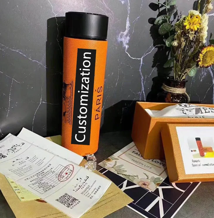 Персонализированная светодиодная бутылка для воды из нержавеющей стали, вакуумная