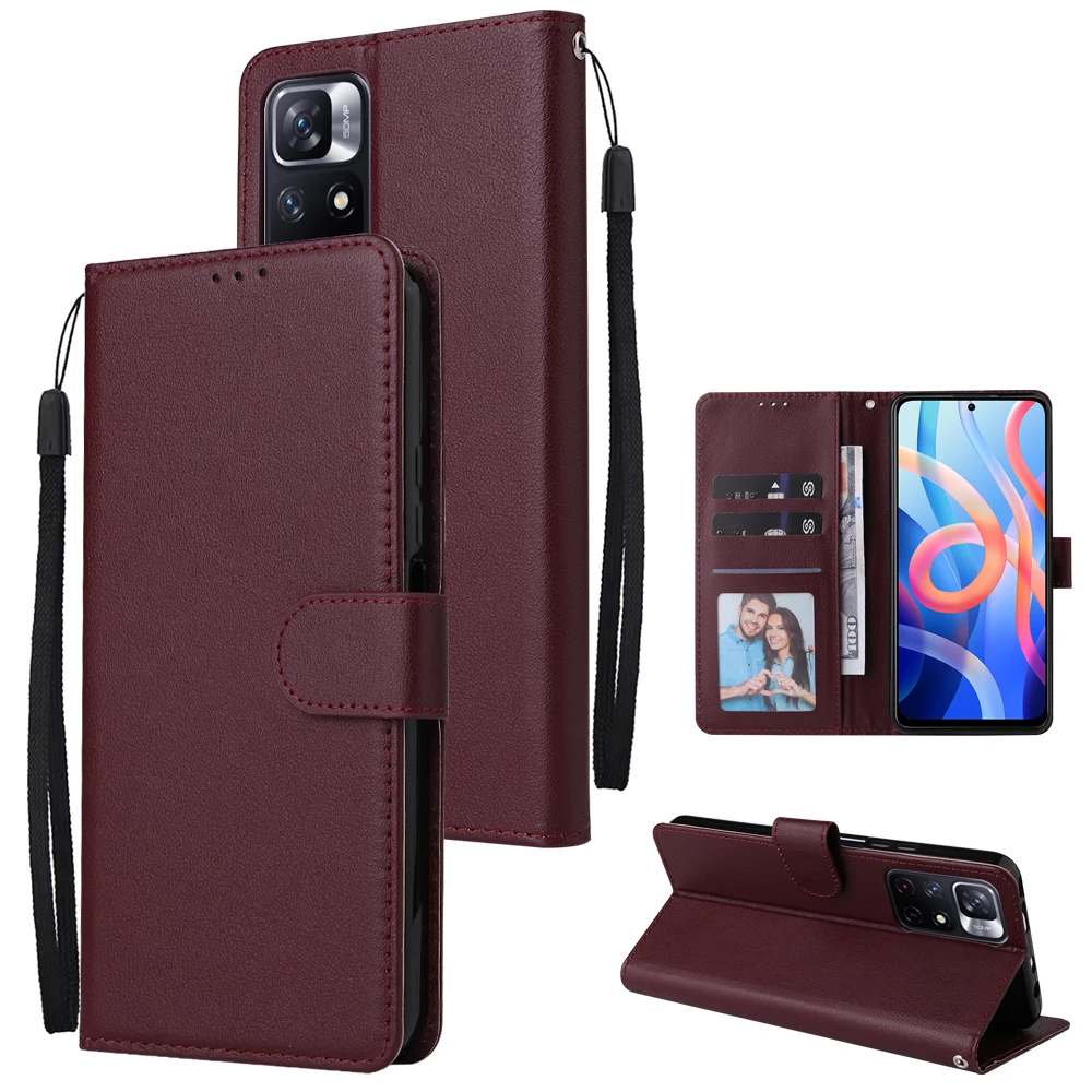 Zipper Card Slot Holder Pocket Kickstand Leather Case For Redmi Note11