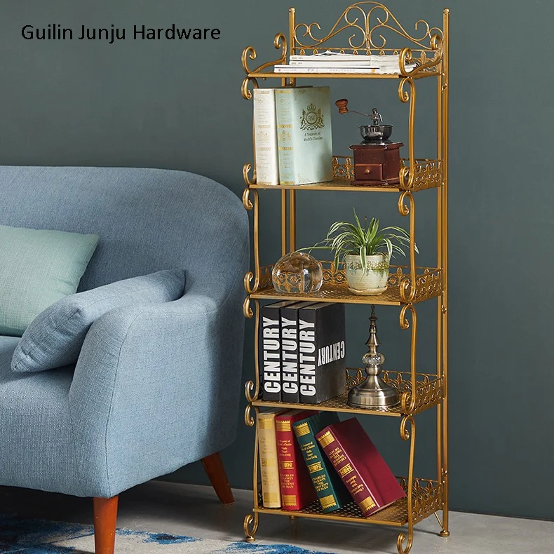 Junju 5 Tier Folding Metal Plant Stand Flower Rack Storage Shelf for Living room Kitchen Bathroom Corner