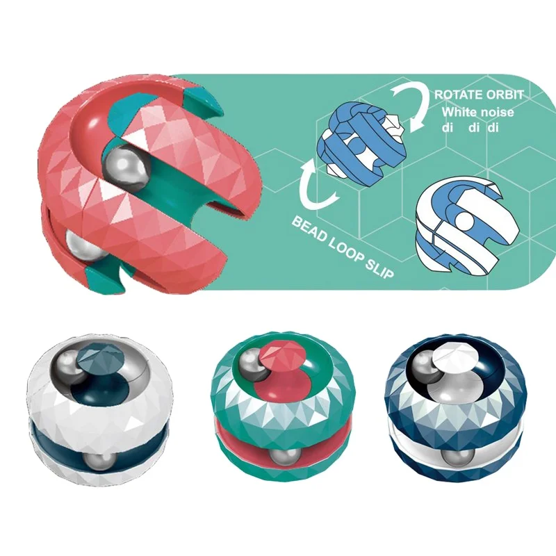 Rotating Fidget Puzzle Orbit Ball Trackball Toy for Kids Adults Small Cube Relieve Stress Anxiety Decompression Toy