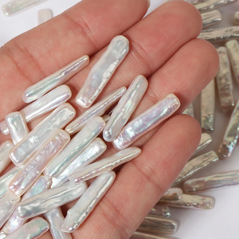 Freshwater Pearl String 24*6mm Long Stick Toothpick Irregular Loose Beads Jewelry Accessories Baroque Freshwater Natural Pearl