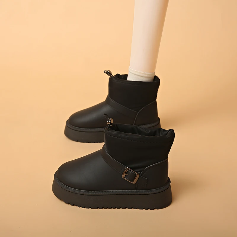 New High Quality Thick-soled Mid-calf Wear-resistant Cotton-padded Shoes Footwear Outdoor Warm Comfortable Snow Boots Women