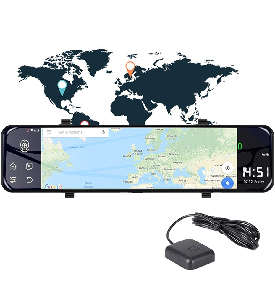Автомобильный видеорегистратор 4G GPS-навигация сенсорный экран 12 дюймов автомобильная камера зеркало заднего вида Android 8 1 BT Wi-Fi