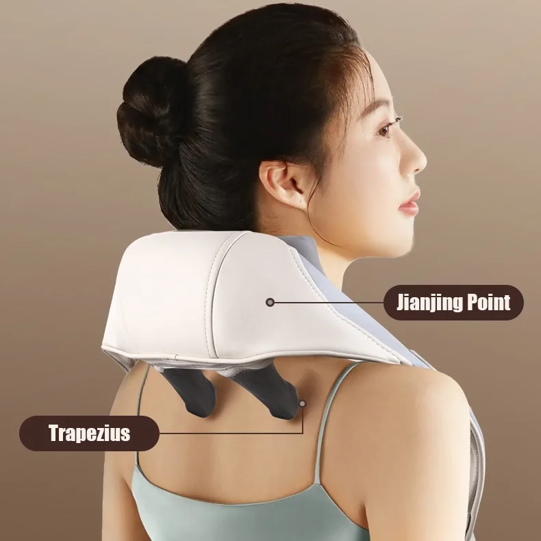 Huifan YC-369B Hands-free Handshaped Massage Design 12V Mini Cordless Squeezing Neck Massager with Graphene Heating