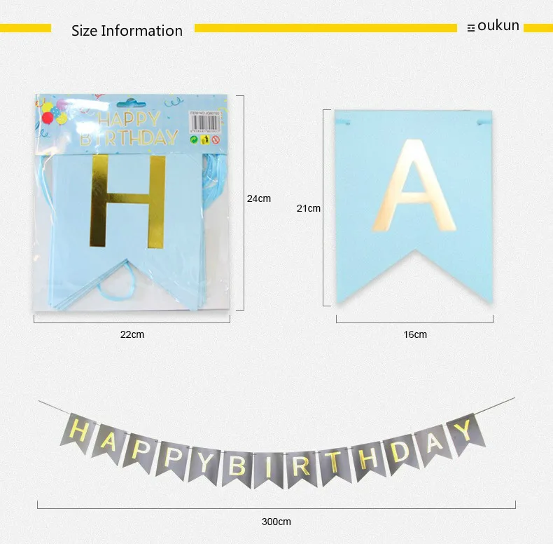 Happy Birthday Signs Birthday Banner Supplier Gold Printing Paper Birthday Banner