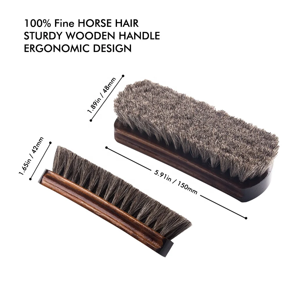 Horsehair Shoes Polish Brushes and Leather Shoes Boots Care Clean Polish,Shoe Brush,Buff Polish Cleaner
