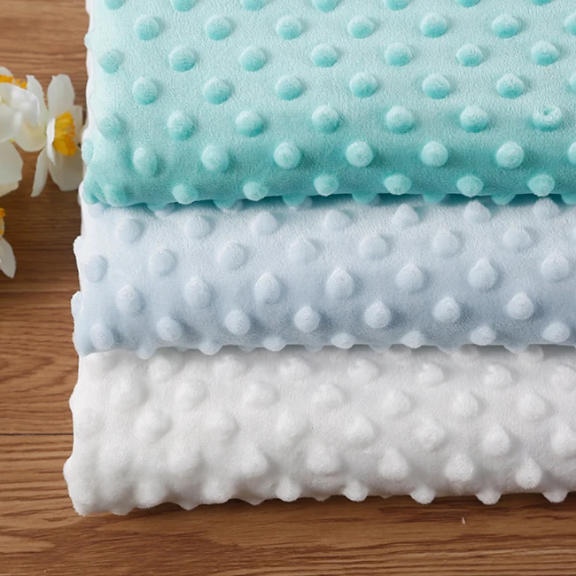 Ready To Ship 100% Polyester Super Soft Minky Dot Crystal Velvet Fabric For Baby Blanket