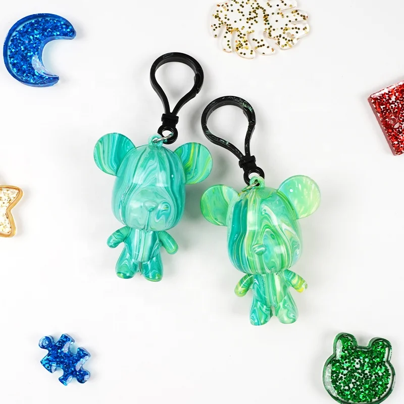 Лидер продаж пластиковый креативный брелок «сделай сам» в виде жидкого медведя набор для розлива краски жидкий медведь игрушка вуалентный украшения