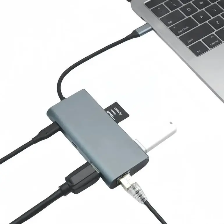 type c hub 9 in 1 USB 3.0 Hub Type C Network Converter Card Reader Adapter PD Charging Laptop Docking Station