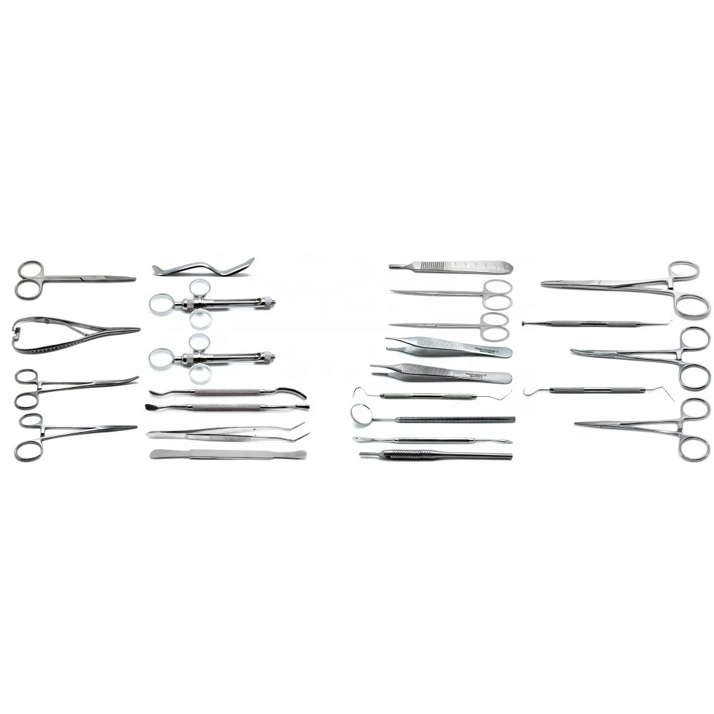 Dental Extraction Professional Set of 25 Pieces | Elevators Forceps Chisels Pliers Cutters | Aspirators Surgical Instruments