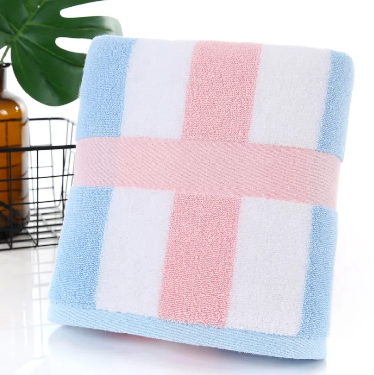 Wholesale High Quality White Blue Stripe Quick Dry Rectangle Beach Towel With Custom Print
