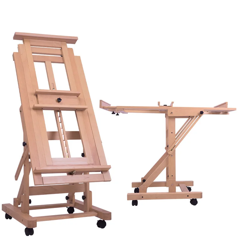 Multifunctional Artist H-frame Floor Easel Beech Wood Easel Stand For Drawing Sketch Display Racks