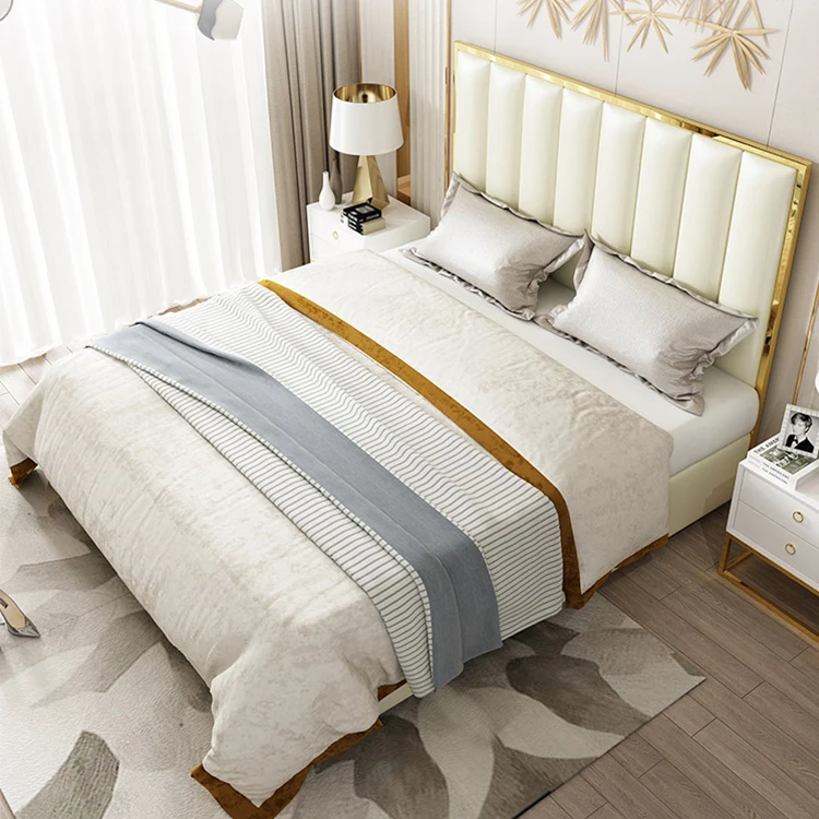 new arrival hotel leather luxury modern king size wood beds room furniture bedroom sets beds frames design