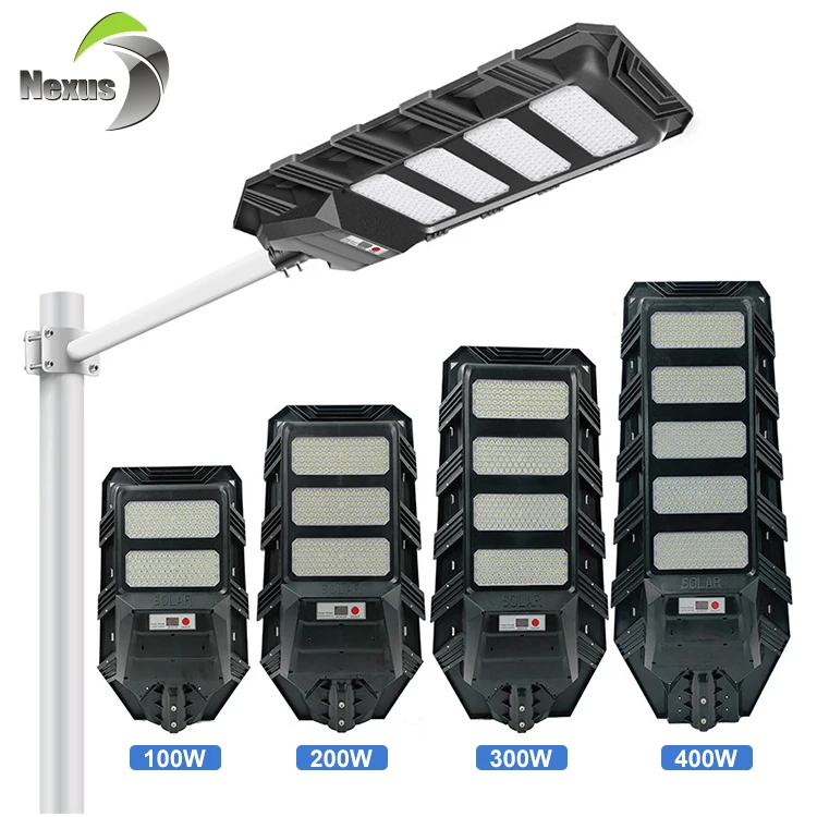 Интеллектуальный водонепроницаемый IP65 индукционный человеческий тело 100 Вт 200 300 400 Встроенный все в одном наружный светодиодный солнечный уличный фонарь