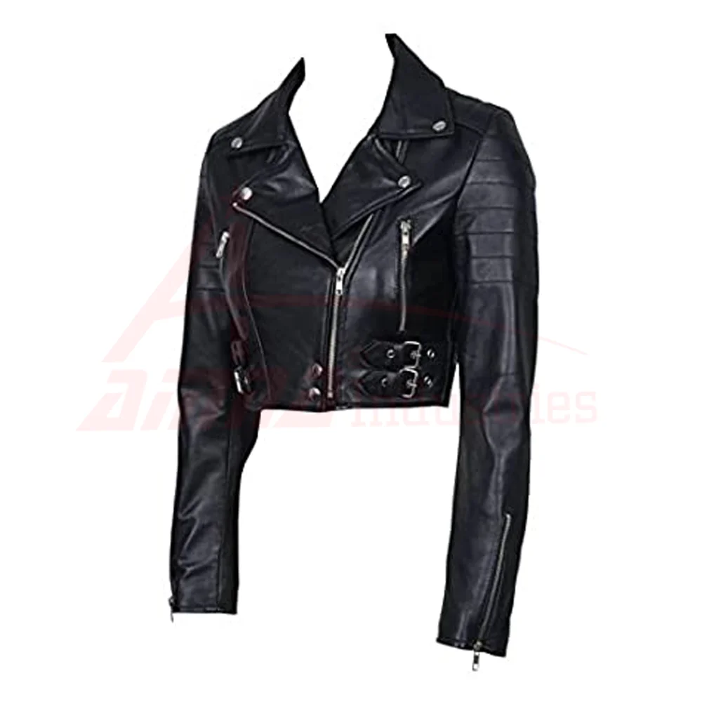 100% Real Leather Women Crop Jacket Bright Color Women Crop Jacket