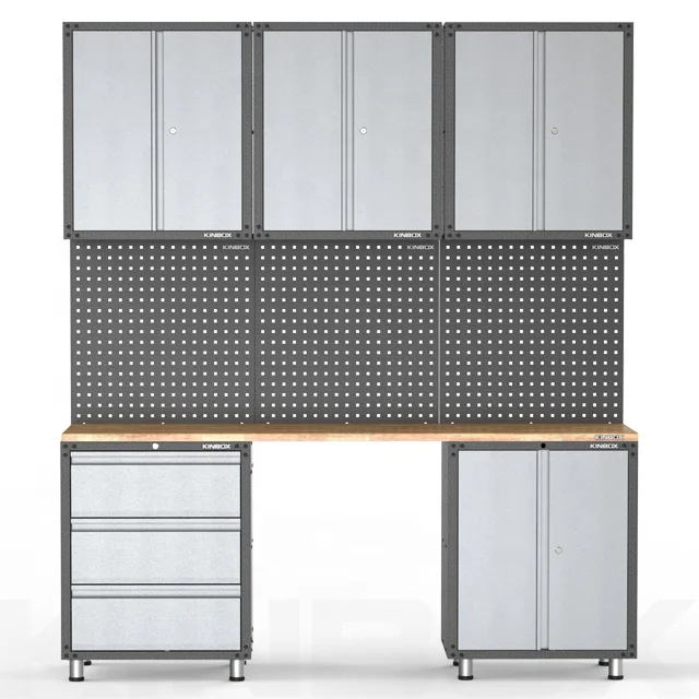 Kinbox Classic Combination 9 Pieces Commercial Storage Cabinet Garage for Workshop