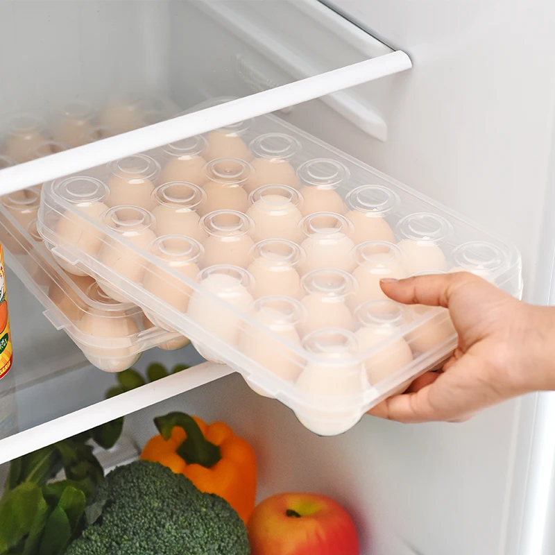 
New Design kitchen 24 Grid Plastic Transparent Vertical Egg Box Egg Storage Box 