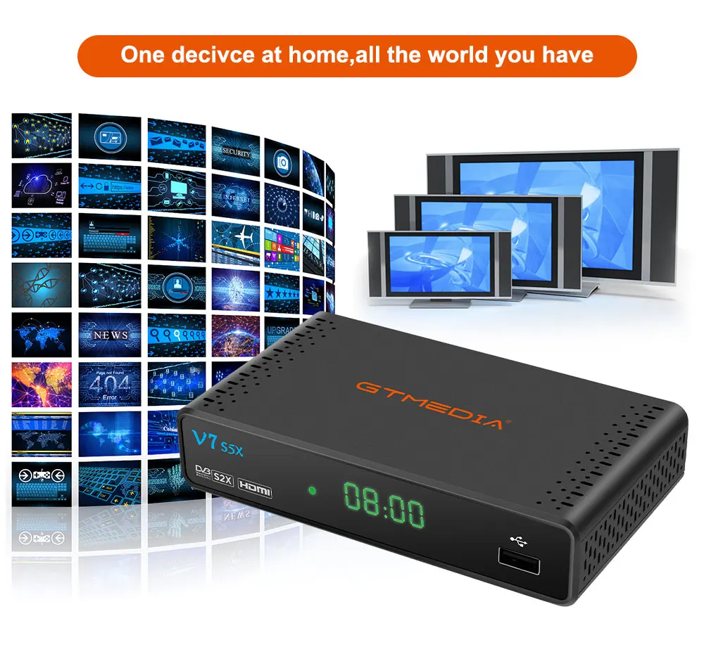 V7S5X GTmedia V7 S5X поддержка DVB-S/S2/S2X H.265 AVS + однокабельная система 1080P USB Wifi адаптер BISS автоматически изменяющийся Full PowerVu Декодер каналов кабельного