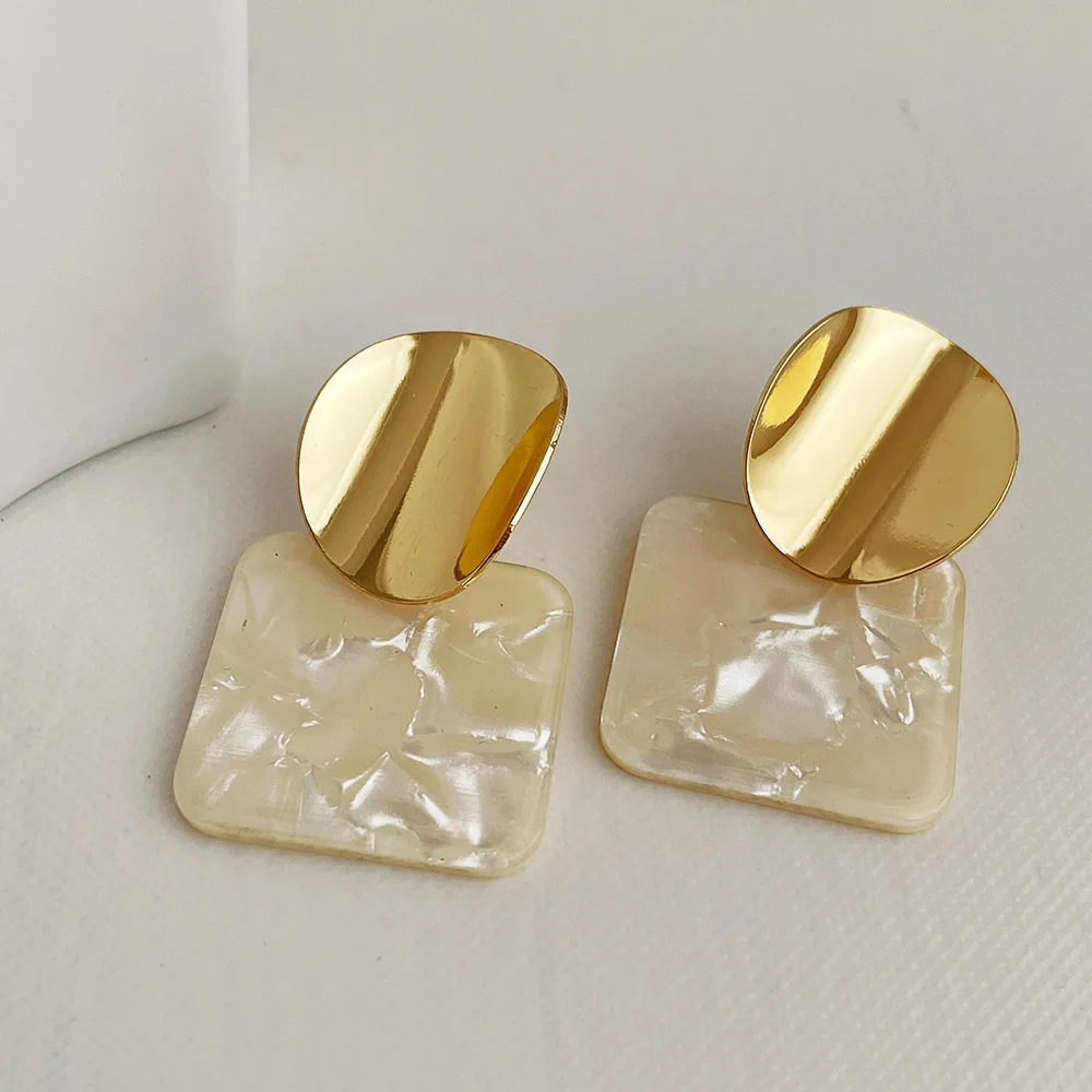 Hoop Gold Copper Crystal Acetate Drop Earrings Women Fashion Jewelry Accessories Aretes