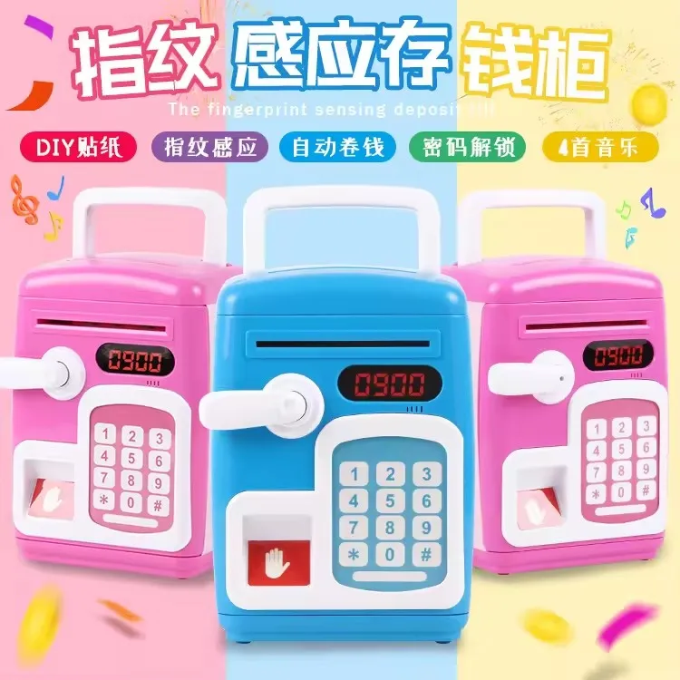 Fingerprint Sensor Electronic Money Box Mini Atm Bank Toy for Children