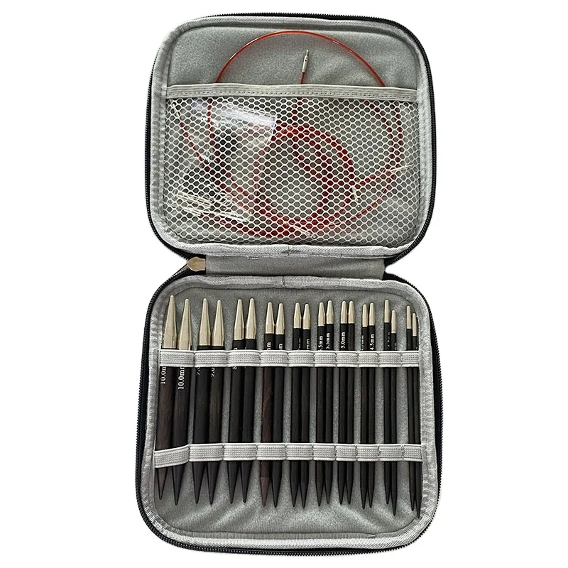 10 Pairs Interchangeable Crochet Hook Set sandalwood Circular Knitting Needles Set