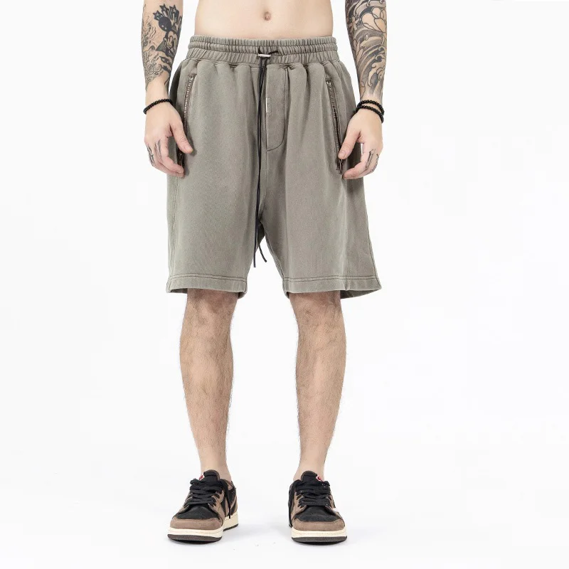 Retro do old splicing mens gym sweat shorts custom print logo nylon mesh sports running cargo shorts for men