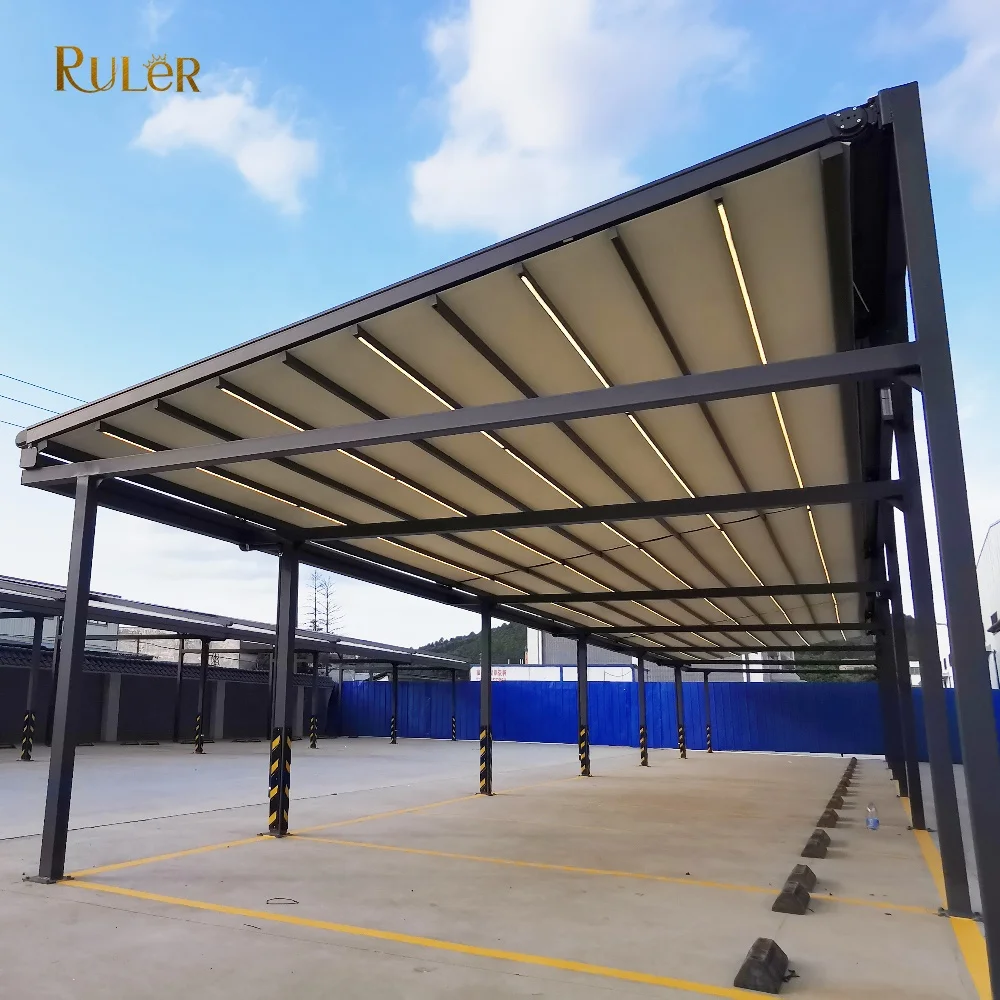 Durable 3x3 3x4 Outdoor Gazebo pergola Customize size garden arbours Retractable roof awning with LED