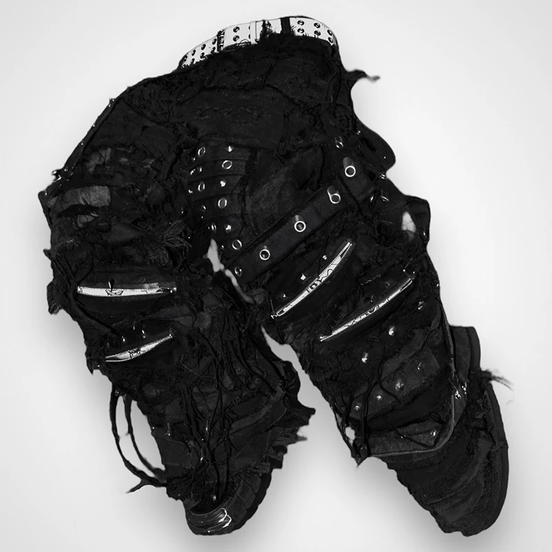 DiZNEW Custom Street Retro Lazy High Street Hip Hop Patchwork Ripped Men Wide Leg Jeans High Quality Jeans Men