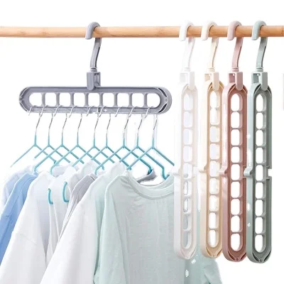 9 in 1 Plastic Closet Space Saving hanger Folding Home Storage Racks Travel Magic Creative Clothes Hanger