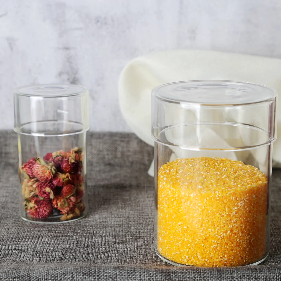 flat transparent grape lemon kitchen child resistant glass jar with lid