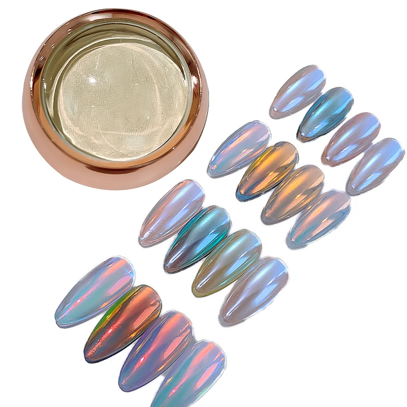 Nail art Magic Mirror Glitter gloss white Aurora moonlight Magic Mirror Effect Nail Powder