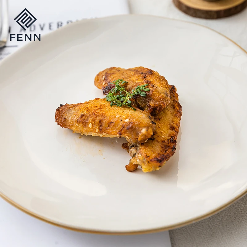 Country Style Simple Embossed Stoneware White Ceramic Dinner Dish Plates Porcelain Dinnerware Microwave Safe for Home Kitchen