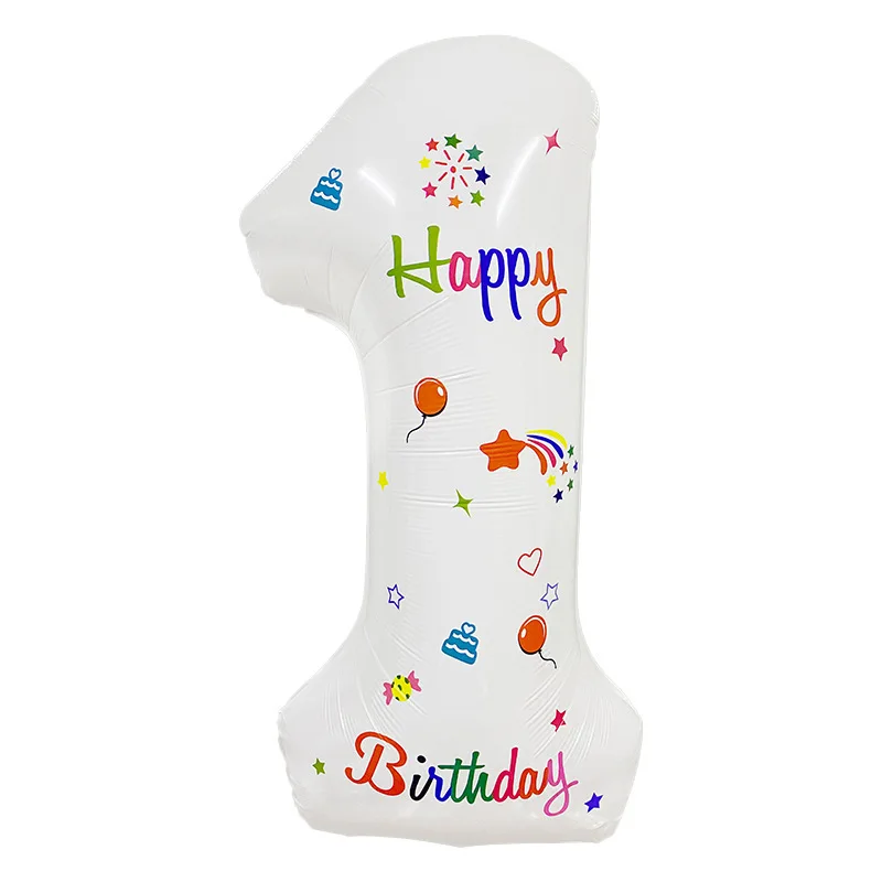 32 Inch White printed digital aluminum film balloon Arabic digital balloon birthday party wedding decoration design