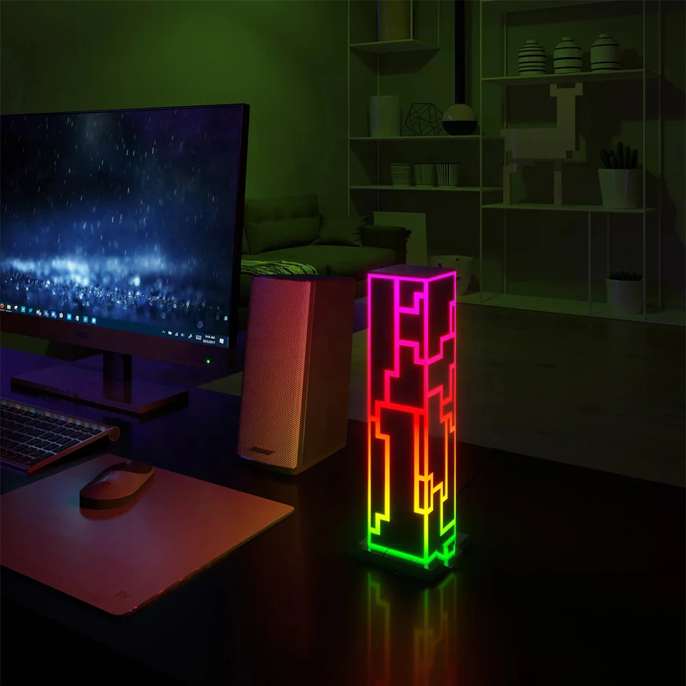 Modern remote control RGB building led light multi color black Atmosphere acrylic designer rectangle Noxu GALACTICA TABLE LAMP