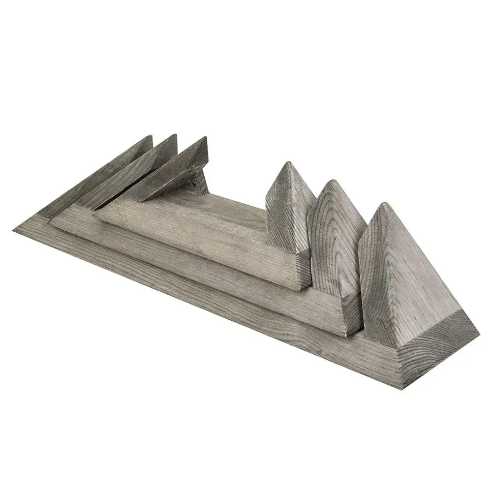 
Set of 3 Wall-Mounted Rustic-Modern Gray Wood Floating Ledge Shelves bathroom shelf 