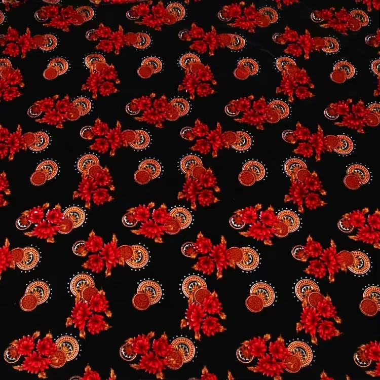 New products woven africa velboa abaya fabric black stretch velvet polyester fabric printed for gown