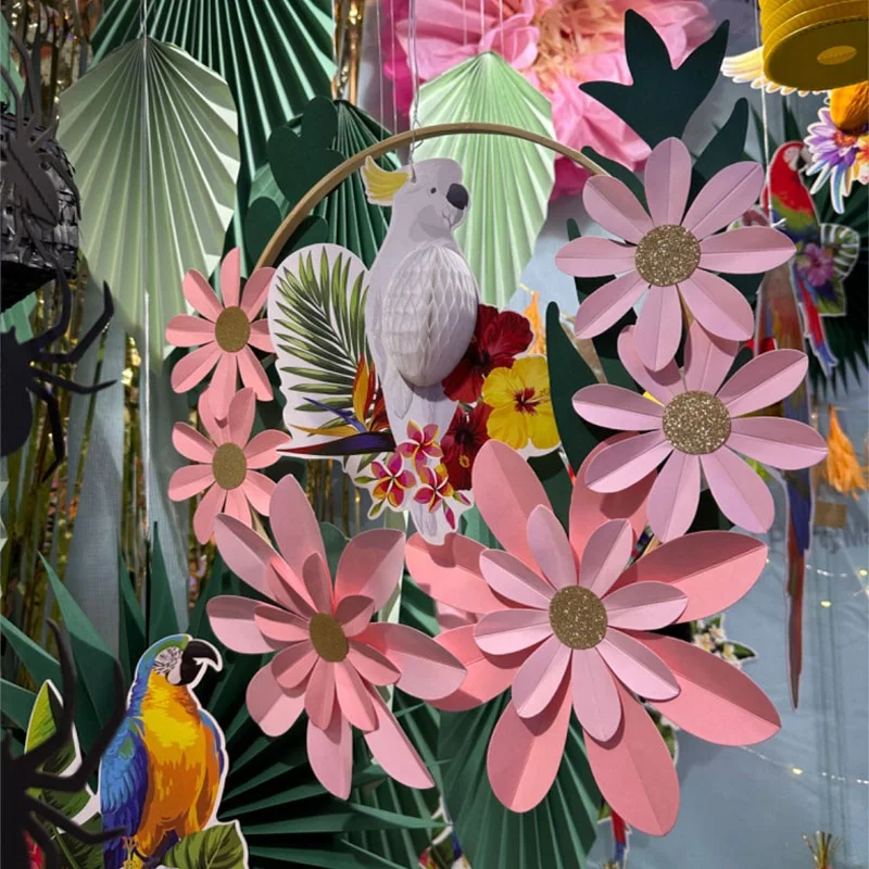 EASTTERN Hawaiian Tropical Bird Honeycomb Hanging Party Decorations, Summer Party ,Room Decoration and Venue Layout Supplies