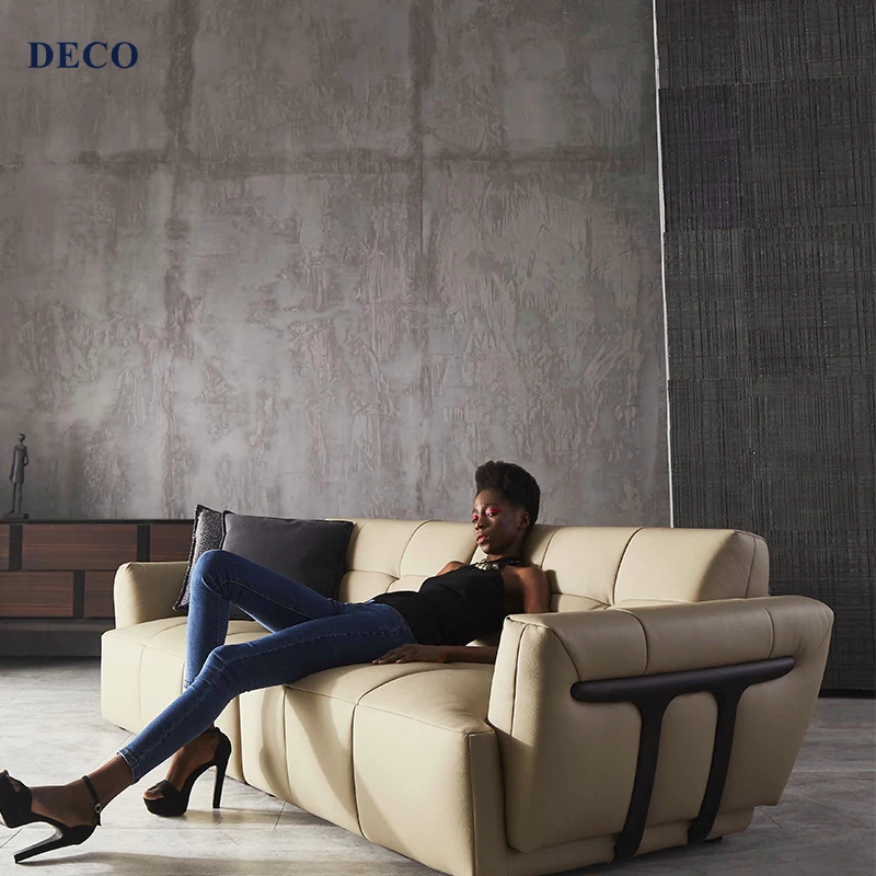 Genuine Leather 3 Seater Corner Sofa with Chaise Lounge in Itatian Style Sofas